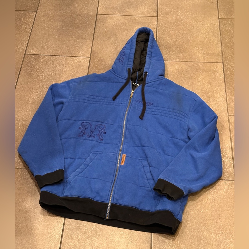 Chromatic MTB Large Men's Blue Hooded Performance Jacket with Black Trim